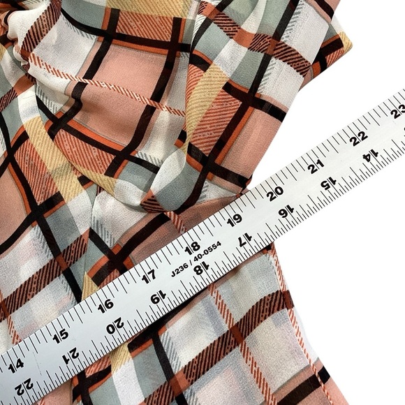 CAbi‎ Whist Faux Wrap Blouse Windowpane Print Balloon Sleeve Medium Style 6295 - Picture 6 of 11